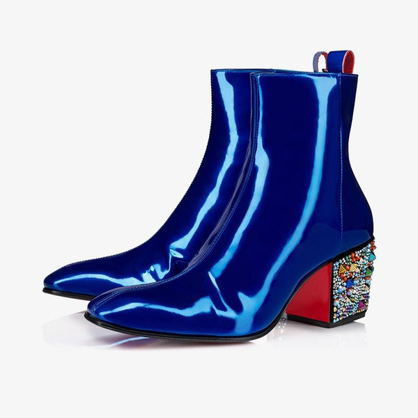 Electric Blue Leather Spike Heel Boot - ARNO CONTI