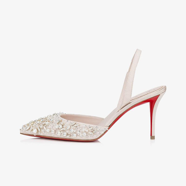 Chic Golden Beige Silk Slingback Sandals - ARNO CONTI