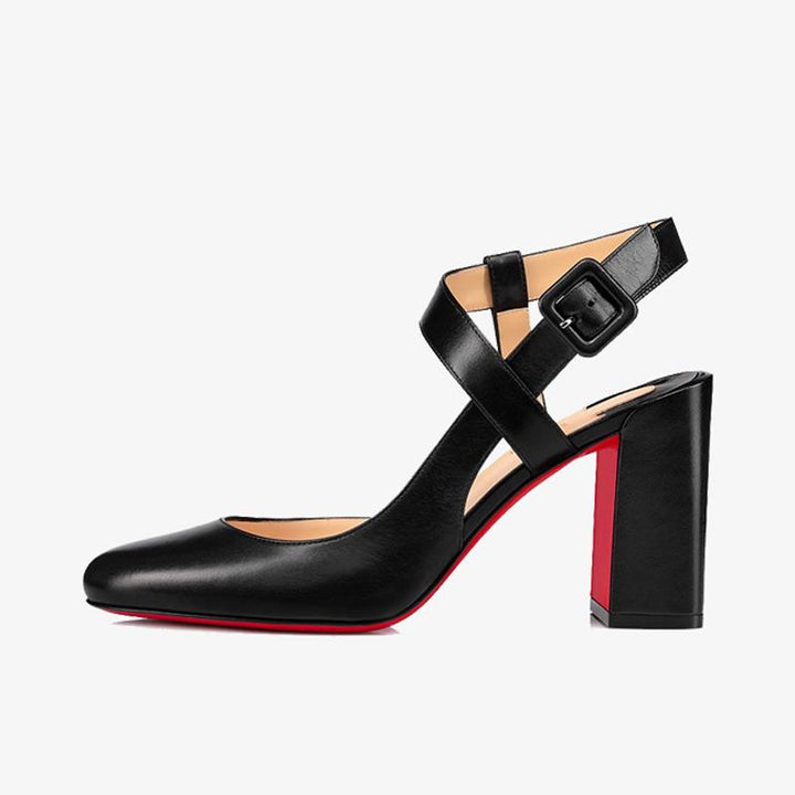 Black Pump with Crossed Straps 80mm - ARNO CONTI