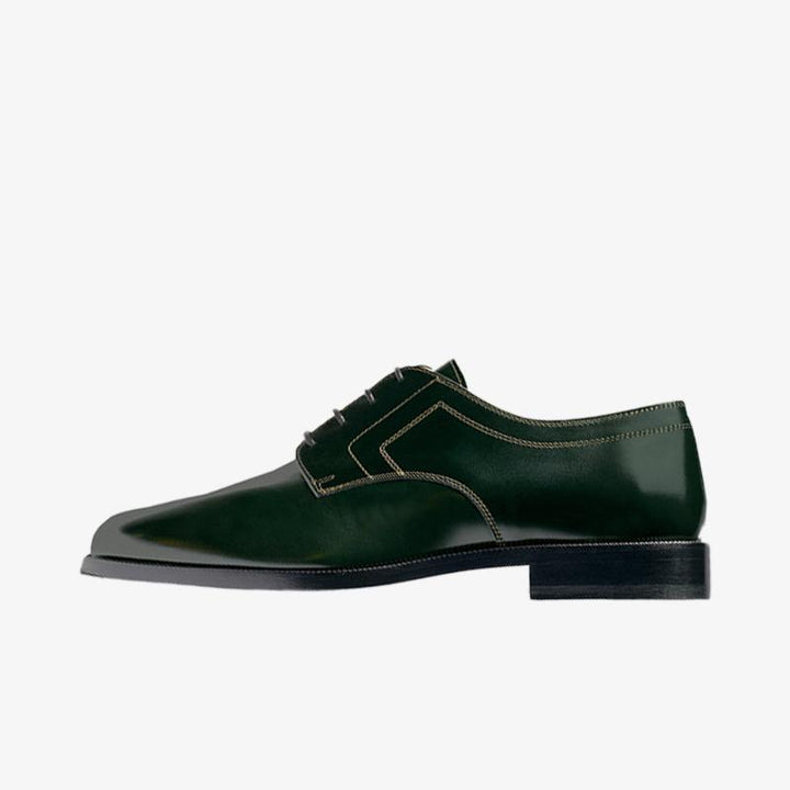 Classic Dark Green Split-toe Laced Brogue Shoes - Arno Conti Shoe