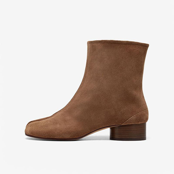 Suede Tabi Split-Toe Boots Cylindrical Heel - Arno Conti Shoe