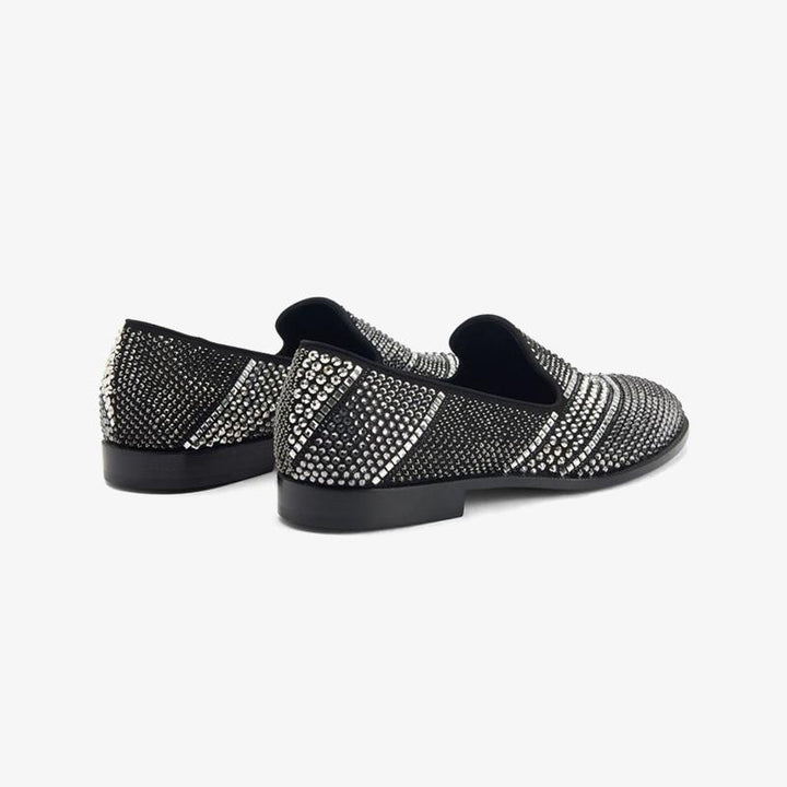 Black Crystal-Embellished Loafers - Arno Conti Shoe