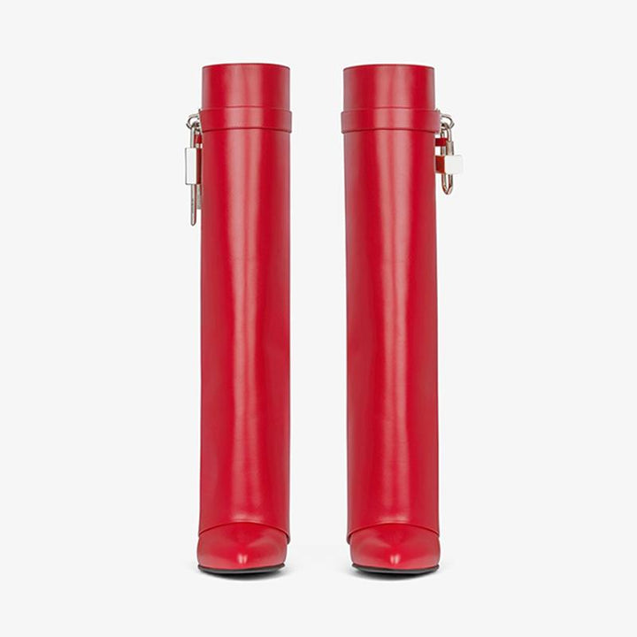 Polished Red Smooth Calfskin High Boots - Arno Conti Shoe