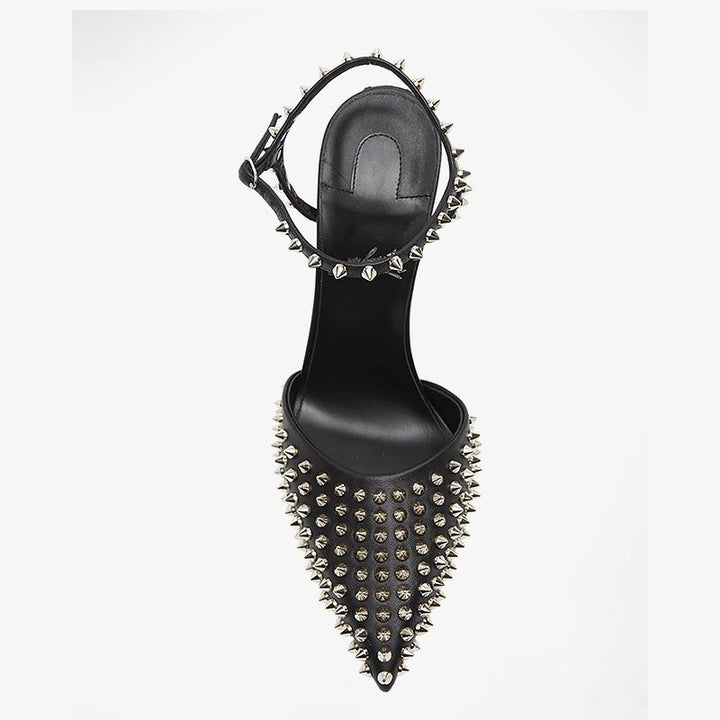 High-quality Black Spike Leather Pumps - ARNO CONTI
