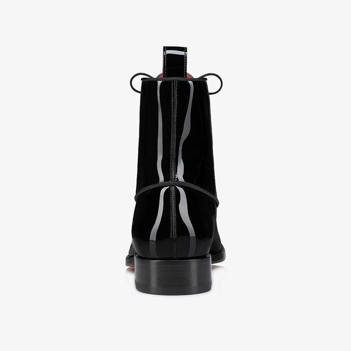 Black Patent Leather Lace-Up Boot - ARNO CONTI