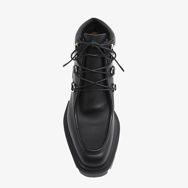Black Calf Leather Derby-Hiking Boot - ARNO CONTI