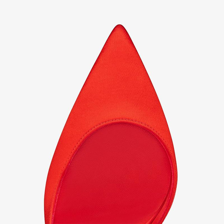Red Crepe Satin Stiletto Pumps - ARNO CONTI