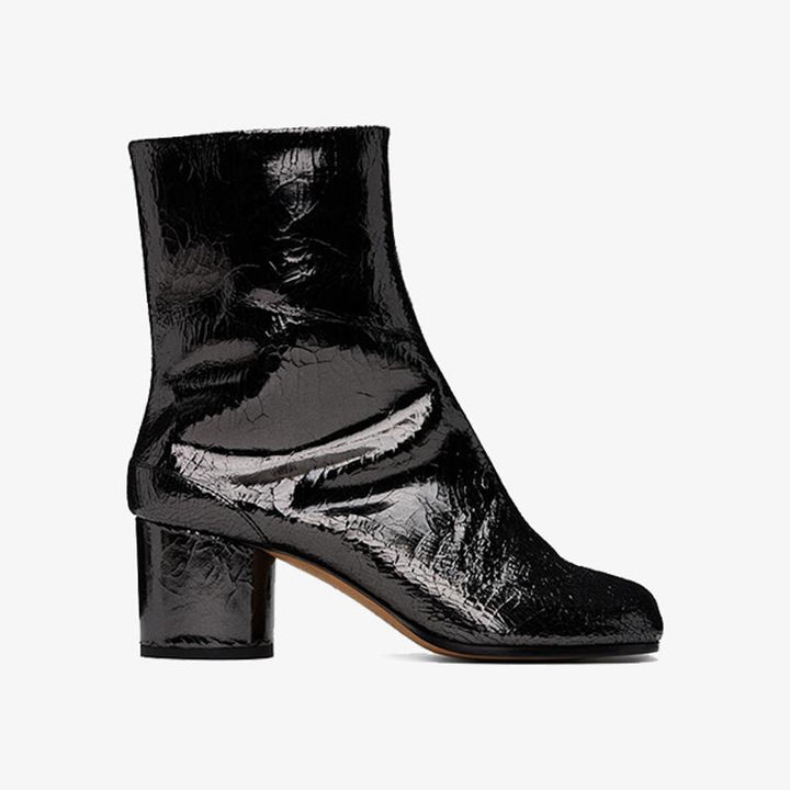 Dark Grey Crinkled Leather Ankle Boots - Arno Conti Shoe