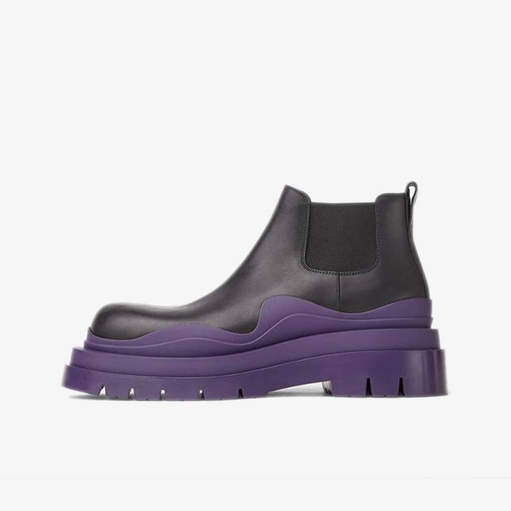 Black/Purple Cropped Chelsea Boots - Arno Conti Shoe