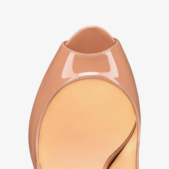 Beige Patent Leather Pumps with 120mm Heel - ARNO CONTI