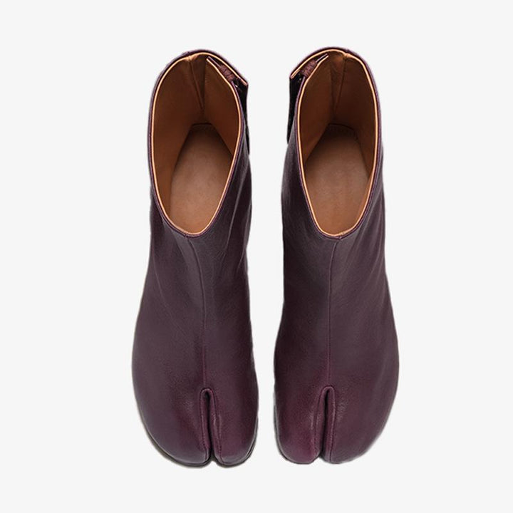 Soft Calf Leather Split-toe Ankle Boots - Arno Conti Shoe