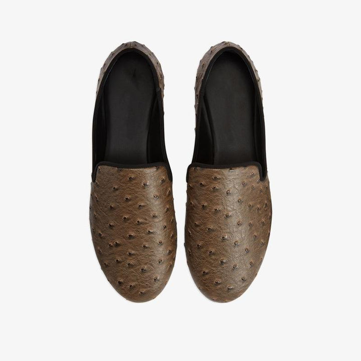 Cedar Brown Embossed Leather Loafers - Arno Conti Shoe