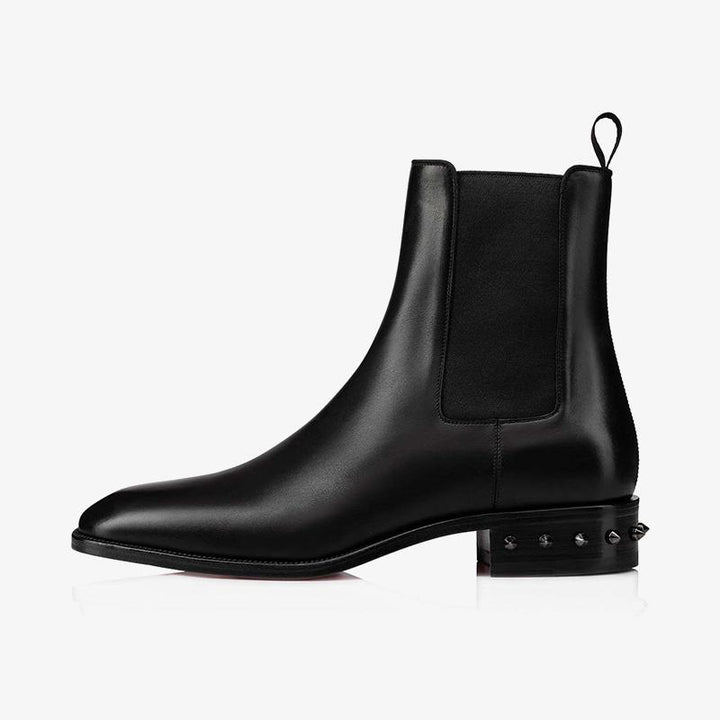 Black Calf Leather Spiked Boot - ARNO CONTI