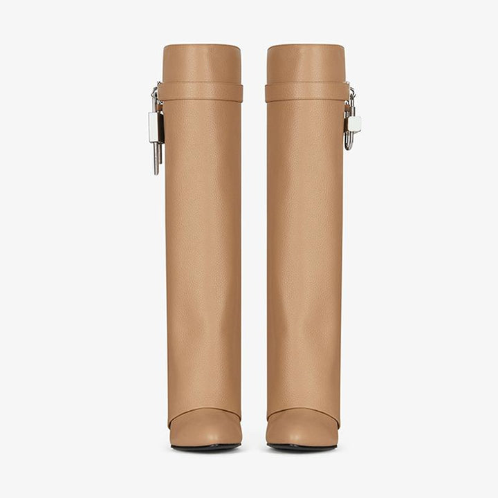 Sophisticated Beige Calfskin High Boots - Arno Conti Shoe