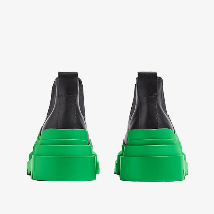 Black/Green Cropped Chelsea Boots - Arno Conti Shoe