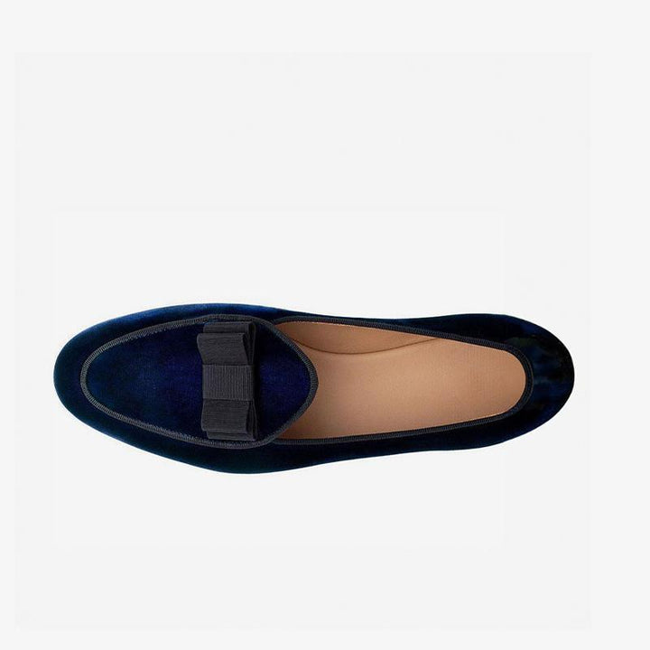 Velvet Round Toe Loafers with Bow - Arno Conti Shoe