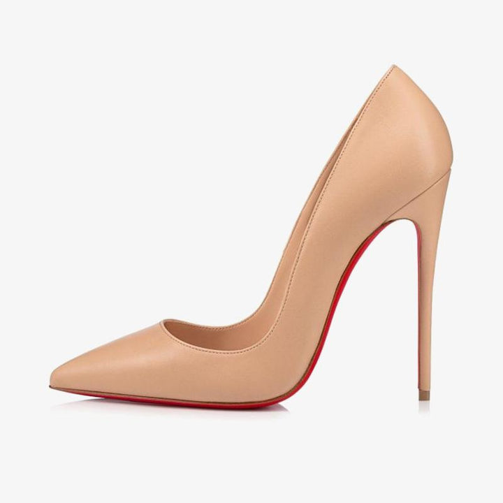 Nude Leather Stiletto Pumps with 120 mm - ARNO CONTI