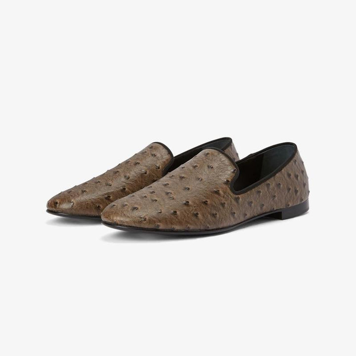 Cedar Brown Embossed Leather Loafers - Arno Conti Shoe