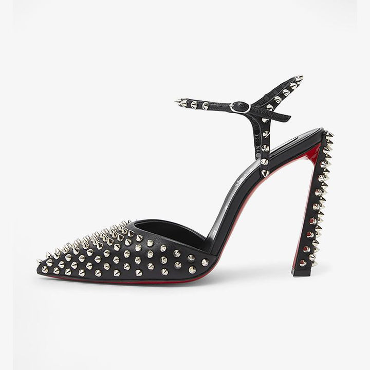 High-quality Black Spike Leather Pumps - ARNO CONTI