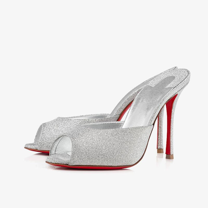 Silver Glitter Leather Stiletto - ARNO CONTI