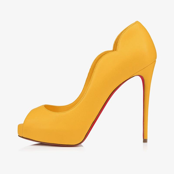 Pollen Yellow Leather Pumps 120 mm Heel - ARNO CONTI