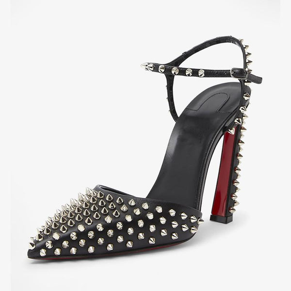 High-quality Black Spike Leather Pumps - ARNO CONTI