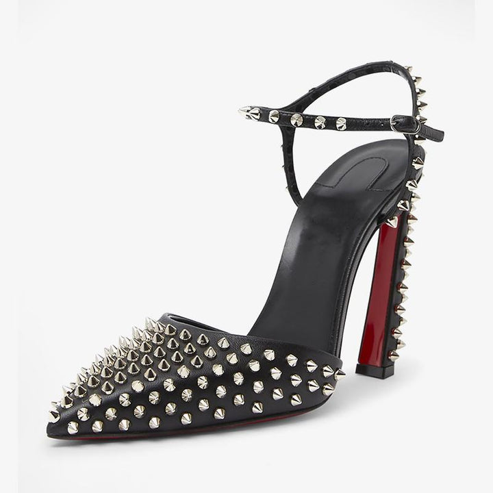 High-quality Black Spike Leather Pumps - ARNO CONTI