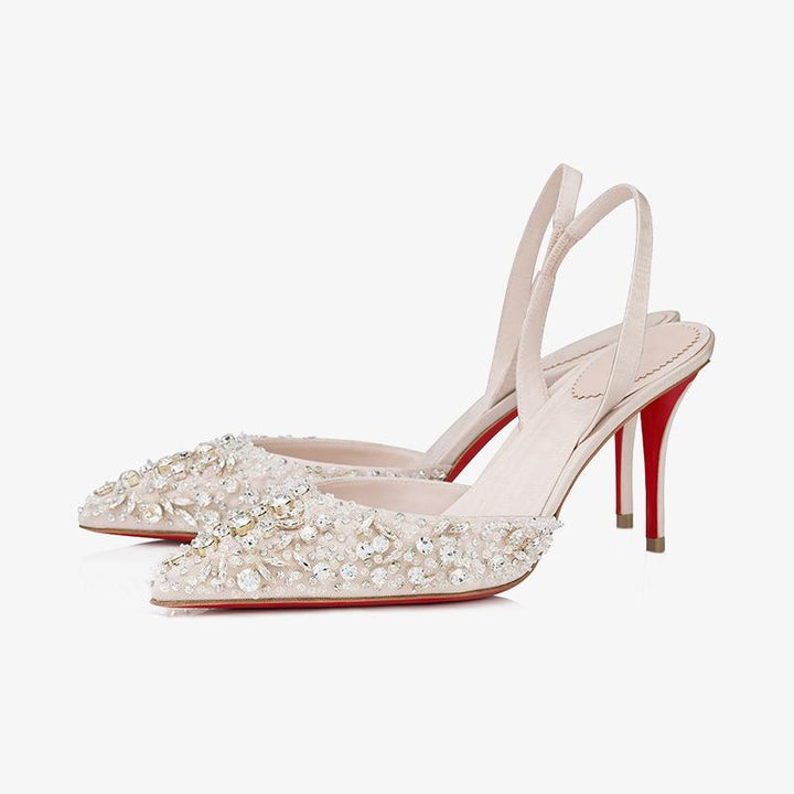 Chic Golden Beige Silk Slingback Sandals - ARNO CONTI