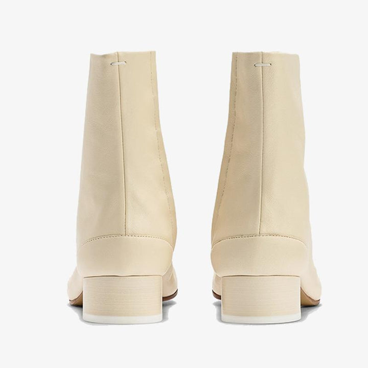 Off-White Calf Leather Tabi Ankle Boots - Arno Conti Shoe