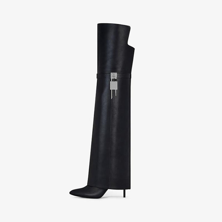Elegant Black Calfskin Over-The-Knee Boots - Arno Conti Shoe