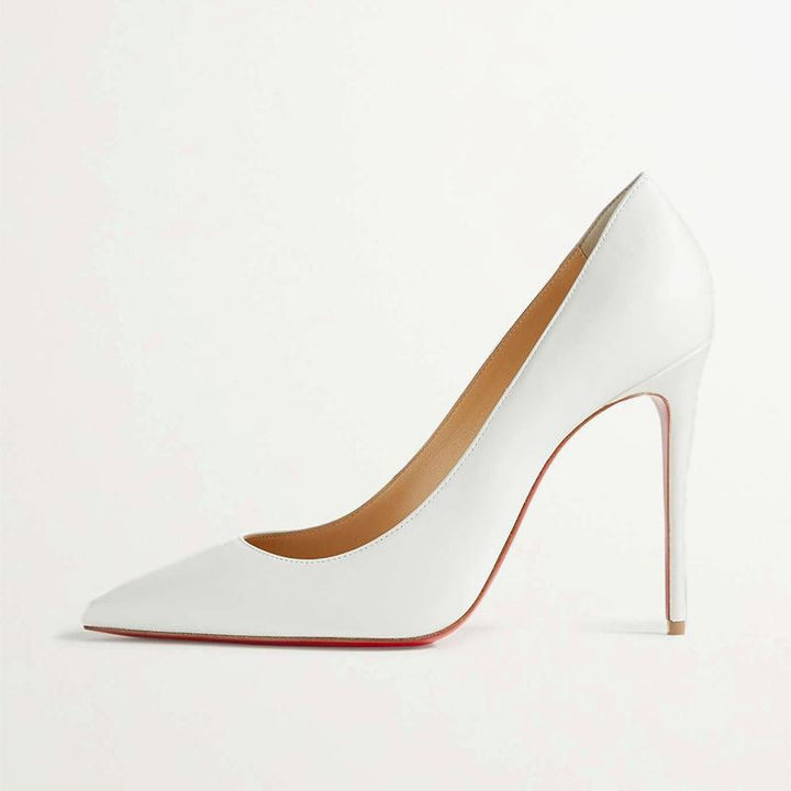 Classic White Leather Pumps - ARNO CONTI