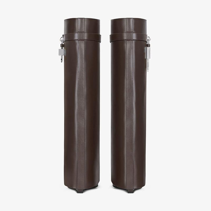 Sleek Ebony Brown Cowhide High Boots - Arno Conti Shoe