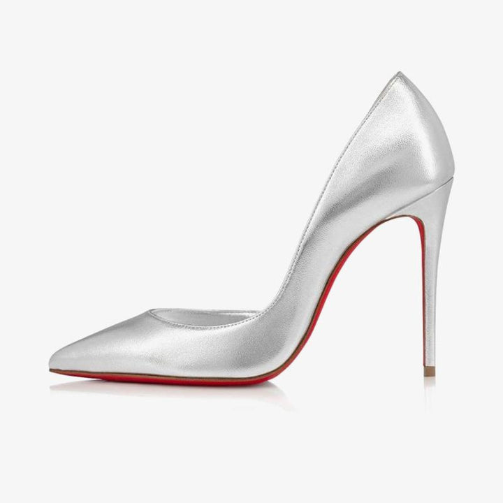 Stylish Silver Laminated Leather Pump - ARNO CONTI