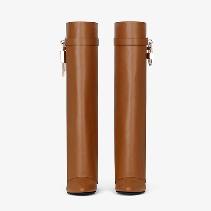 Elegant Tan Calfskin High Boots - Arno Conti Shoe