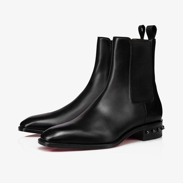 Black Calf Leather Spiked Boot - ARNO CONTI