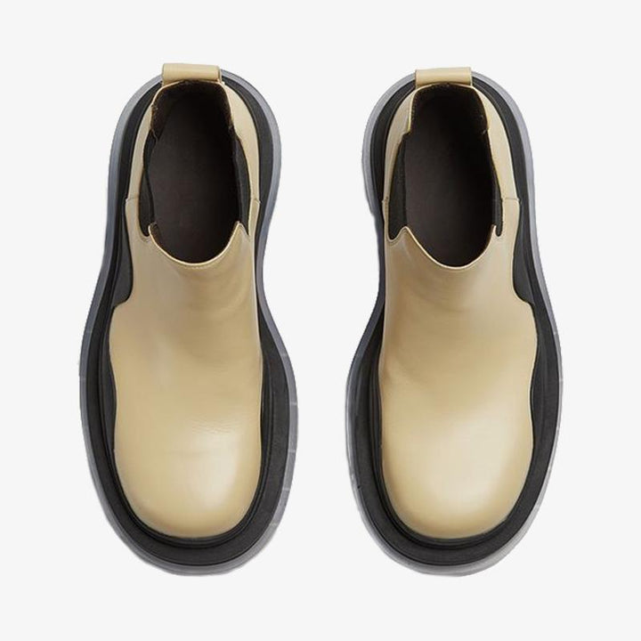 Beige/Black Cropped Chelsea Boots - Arno Conti Shoe