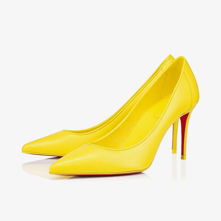Glamorous Yellow Leather Sporty Pumps - ARNO CONTI