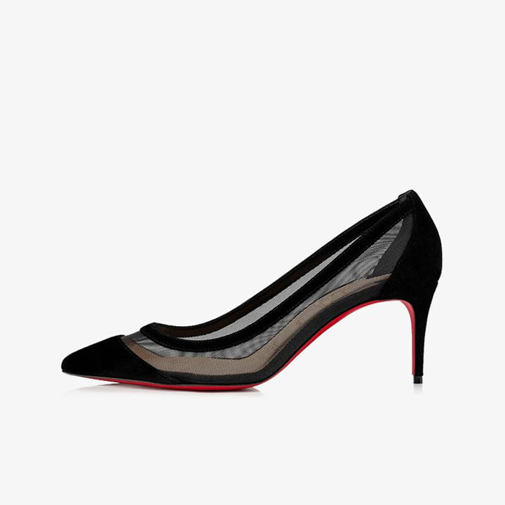 Black Suede Heel Pump - ARNO CONTI