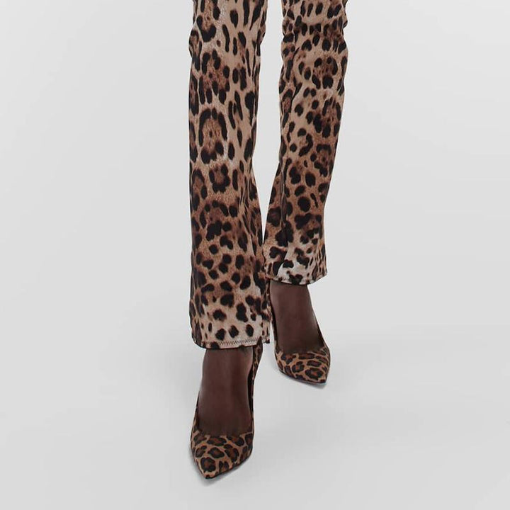 Eye-catching Leopard Print Satin Pumps - ARNO CONTI